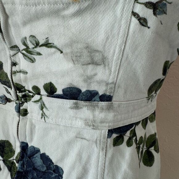 Nicholas white denim rose flare dress. Midi style with front slit sz 10 - Picture 14 of 16